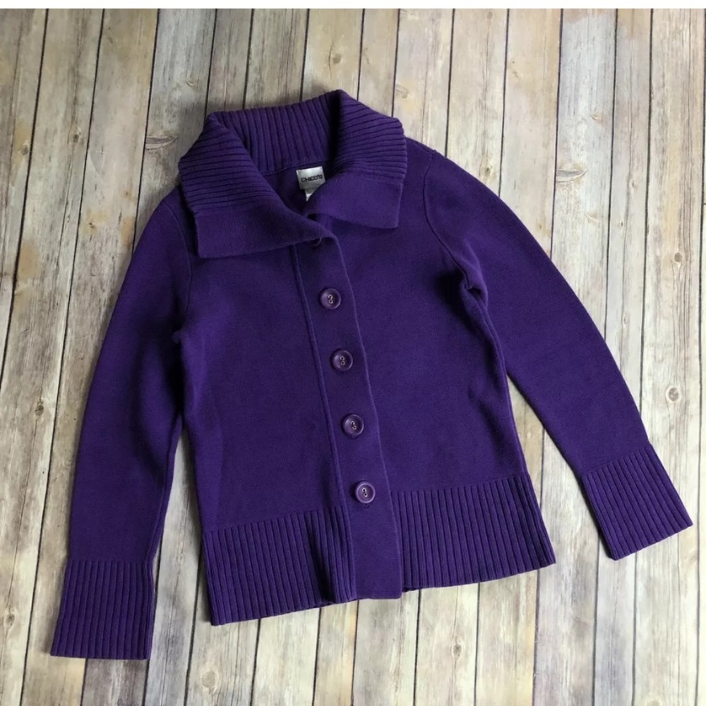 Chico's Chunky Knit Cardigan Button Down